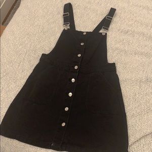 Black Denim Overall Dress